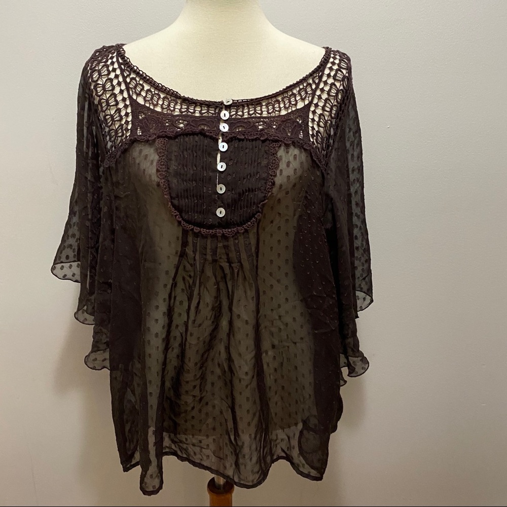 Daniel Rainn Sheer Brown Blouse